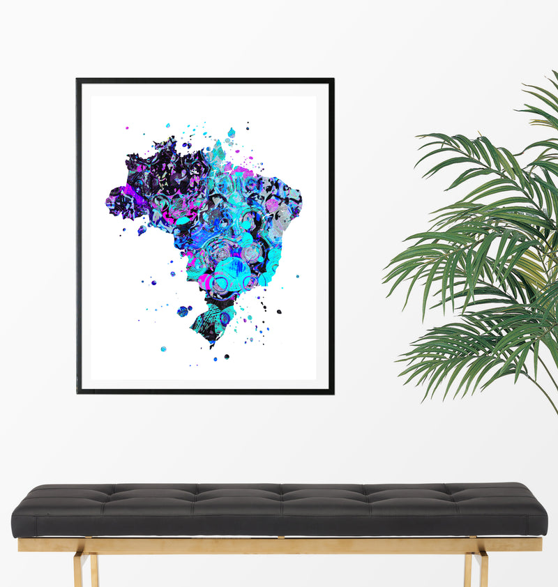 Brazil Map Art Print - Unframed - Zuzi's