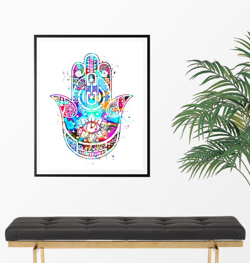 Hamsa Hand Watercolor Art Print - Unframed - Zuzi's