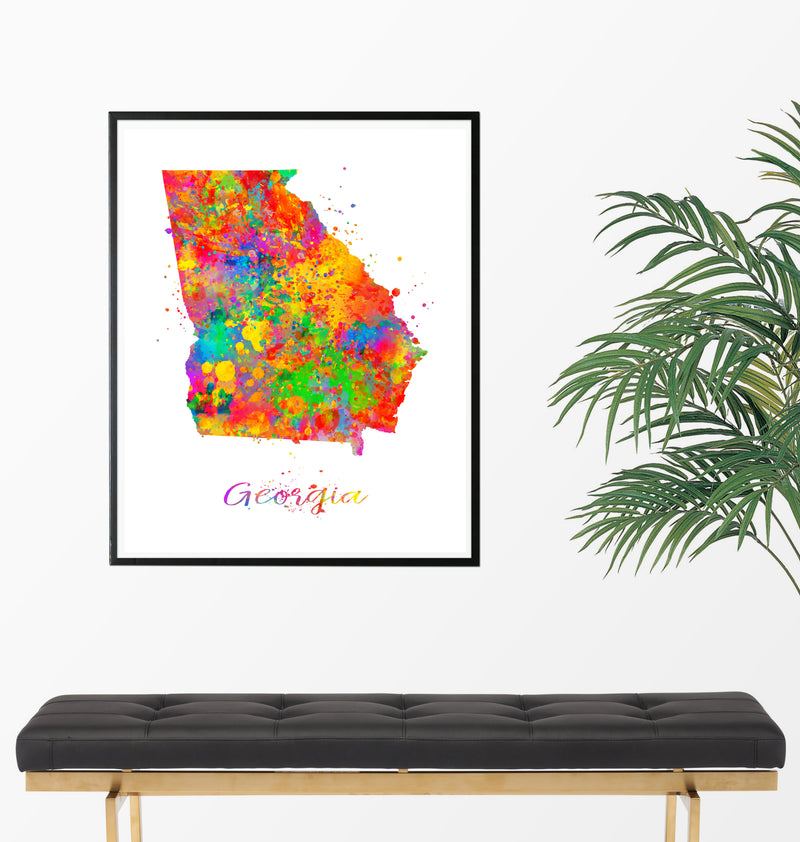 Georgia Map Watercolor Art Print - Unframed - Zuzi's