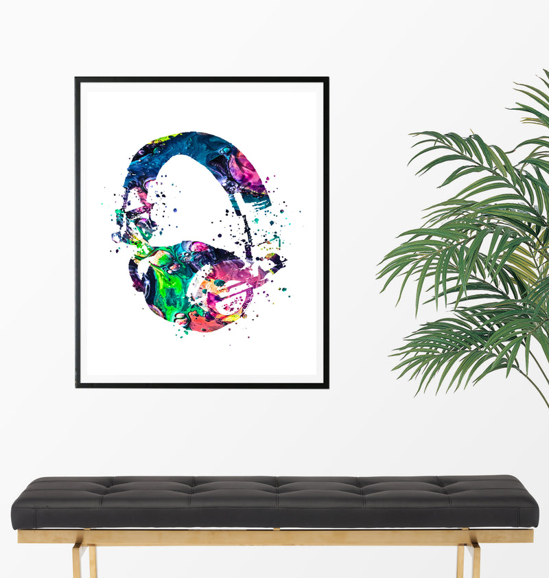 Headphones Watercolor Art Print - Unframed - Zuzi's