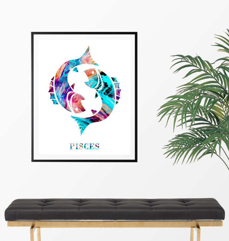 Pisces Astrology Art Print - Unframed - Zuzi's