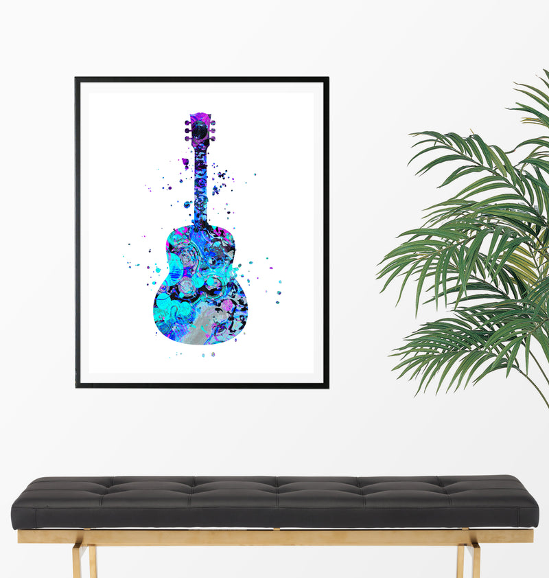 Guitar Watercolor Art Print - Unframed - Zuzi's