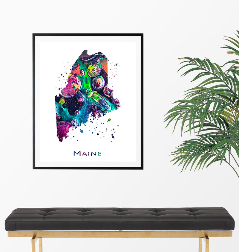 Maine Map Art Print - Unframed - Zuzi's