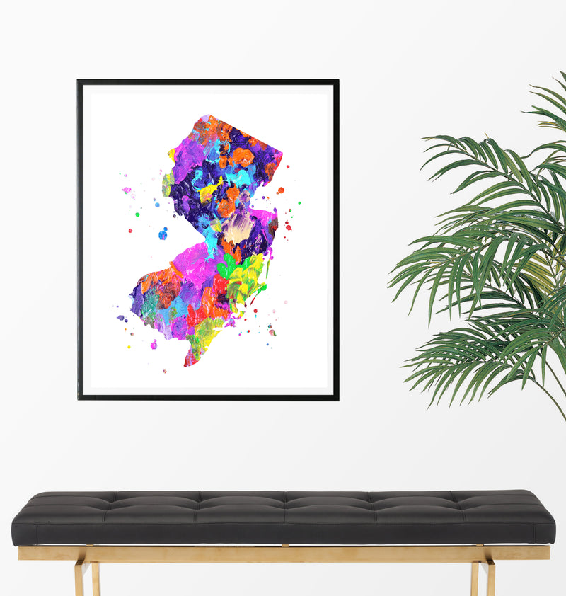 New Jersey Map Art Print - Unframed - Zuzi's