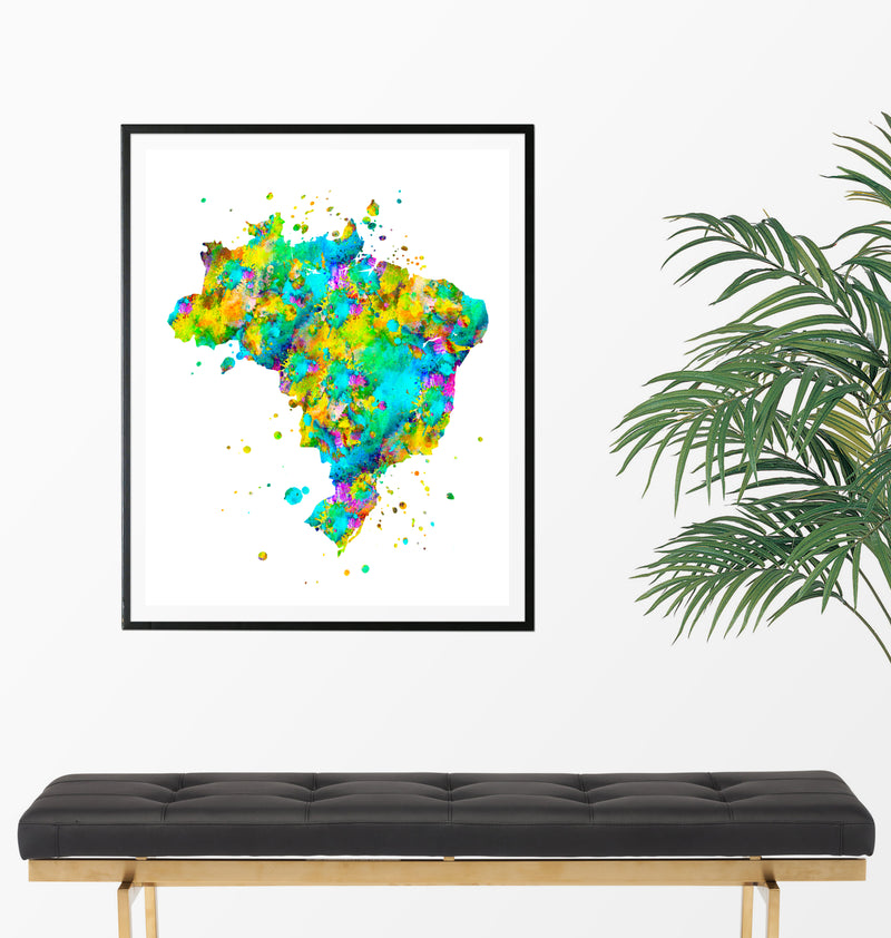 Brazil Map Art Print - Unframed - Zuzi's