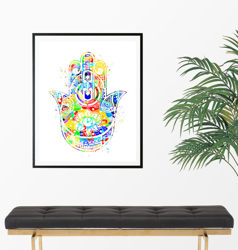 Hamsa Hand Watercolor Art Print - Unframed - Zuzi's