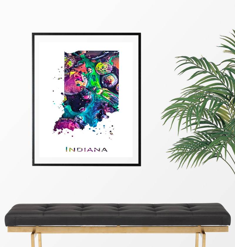 Indiana Map Art Print - Unframed - Zuzi's