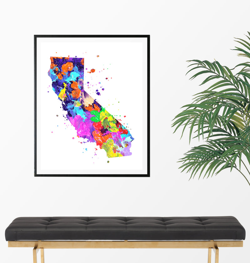 California Map Watercolor  Art Print - Unframed - Zuzi's