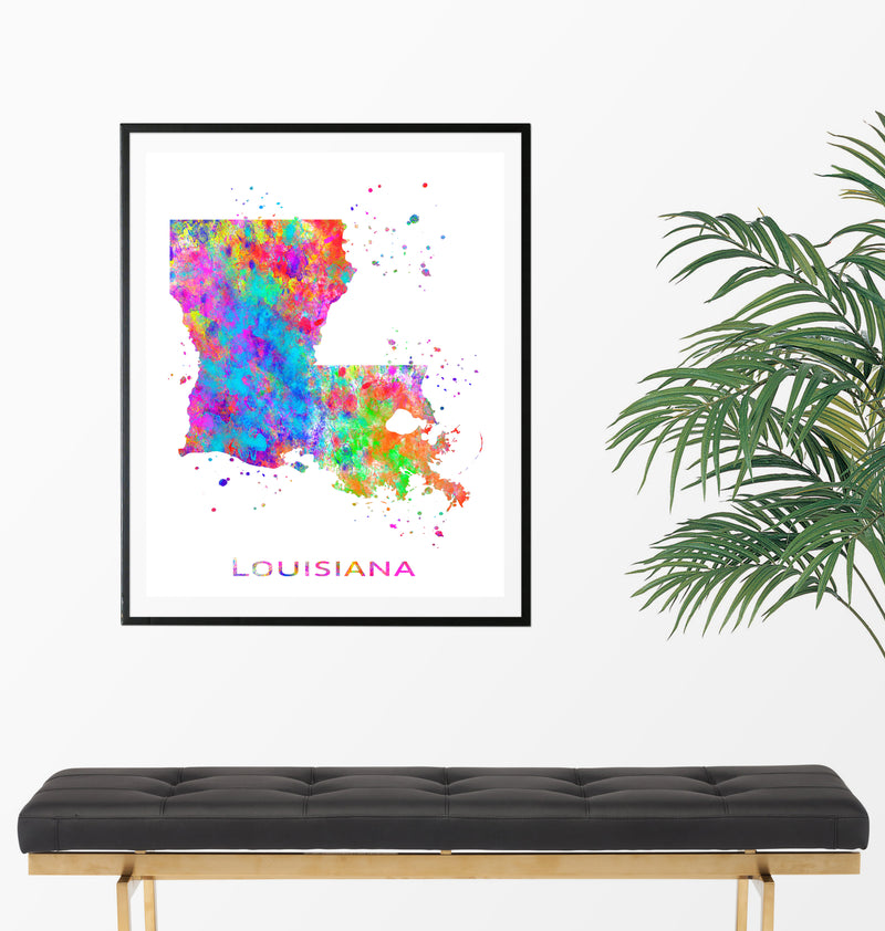 Louisiana Map Art Print - Unframed - Zuzi's