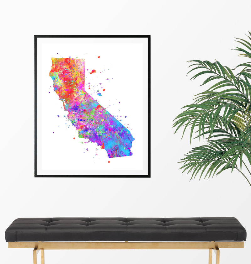 California Map Watercolor  Art Print - Unframed - Zuzi's