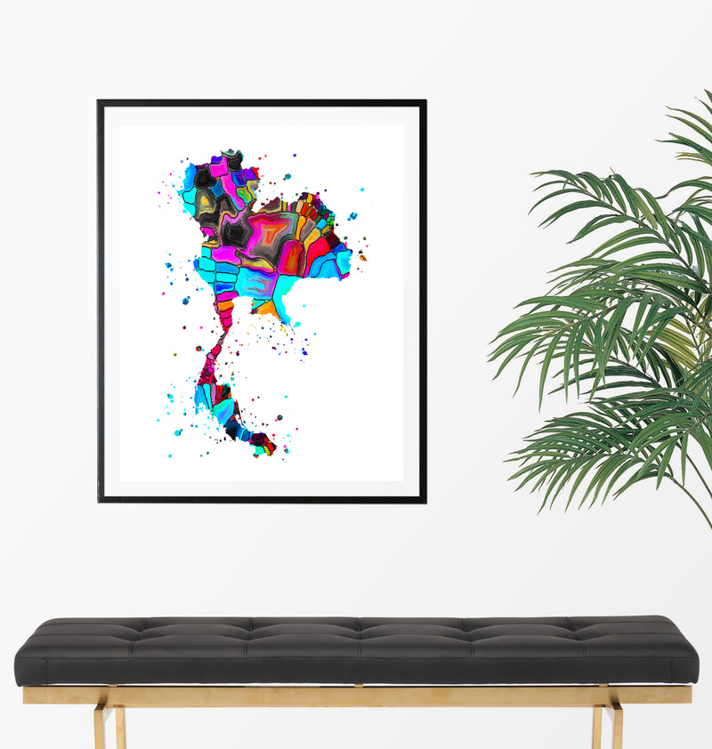 Thailand Map Art Print - Unframed - Zuzi's