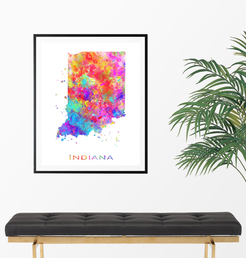 Indiana Map Art Print - Unframed - Zuzi's