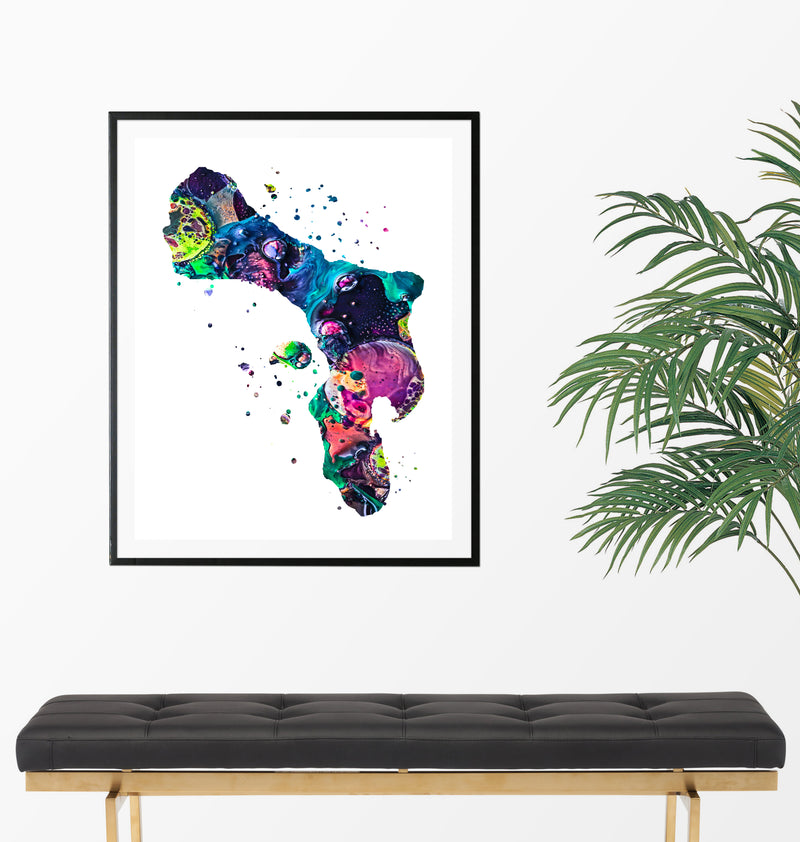 Bonaire Map Art Print - Unframed - Zuzi's