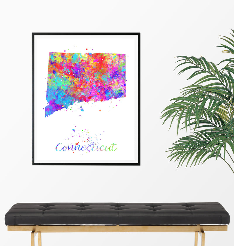 Connecticut Map  Watercolor Art Print - Unframed - Zuzi's