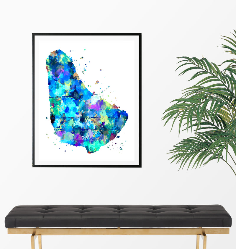 Barbados Map Art Print - Unframed - Zuzi's