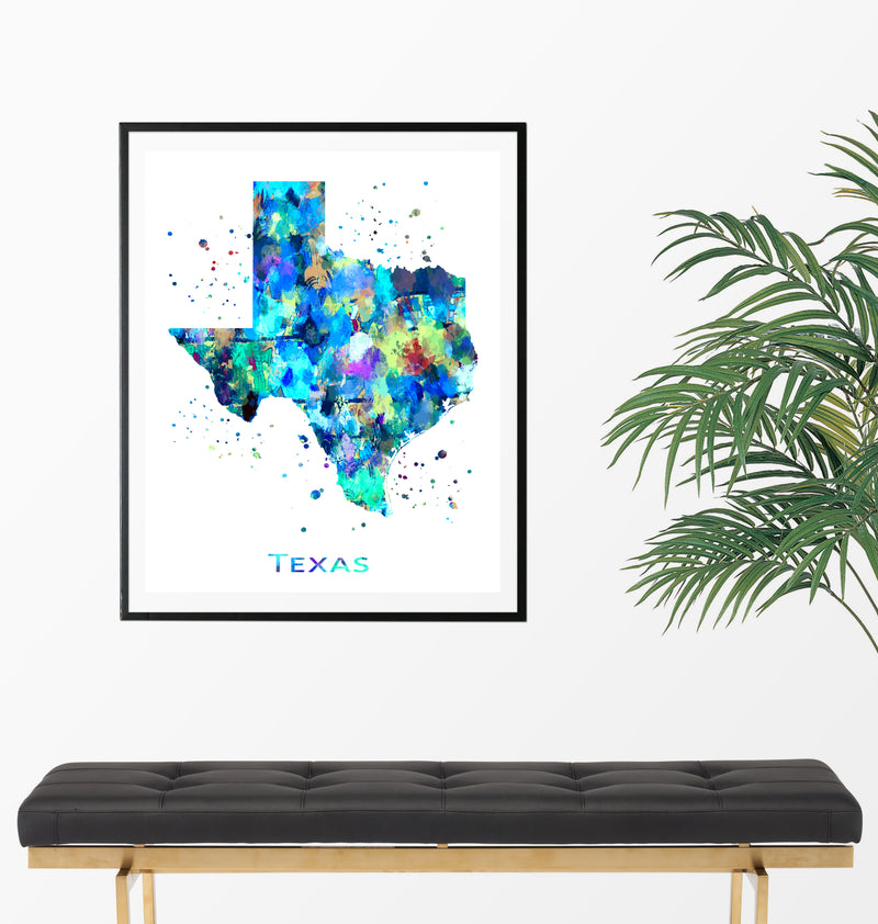 Texas Map Art Print - Unframed - Zuzi's