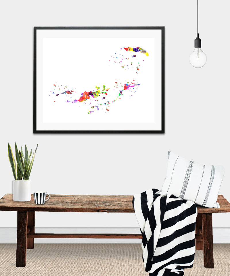 British Virgin Islands Map Art Print - Unframed - Zuzi's