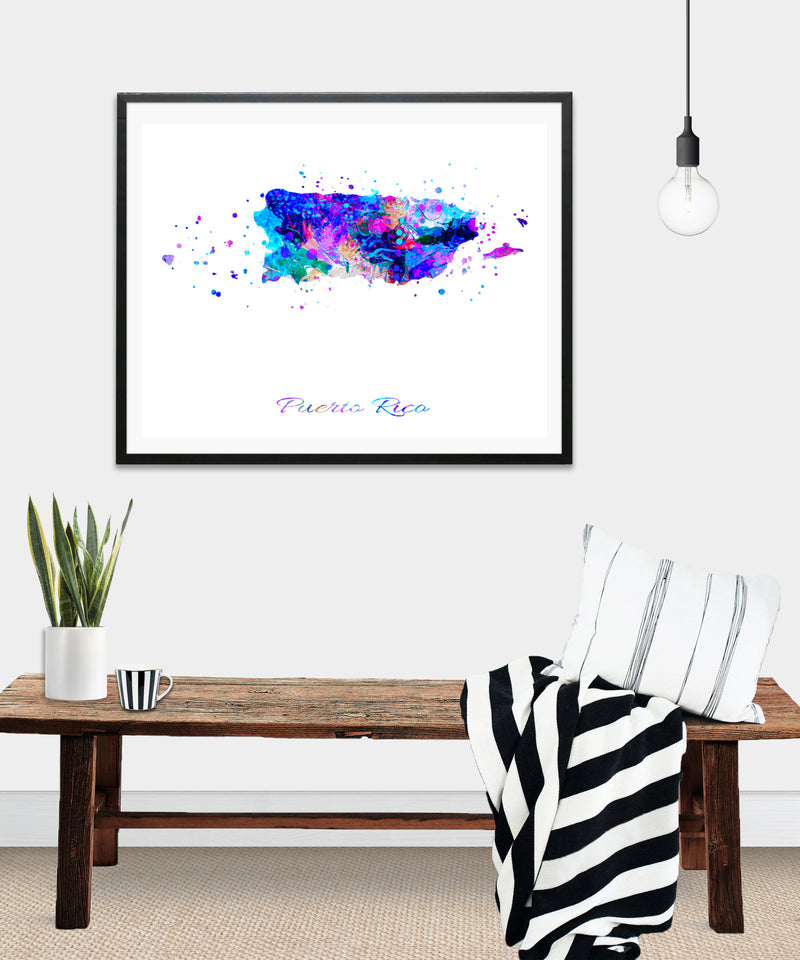 Puerto Rico Map Art Print - Unframed - Zuzi's