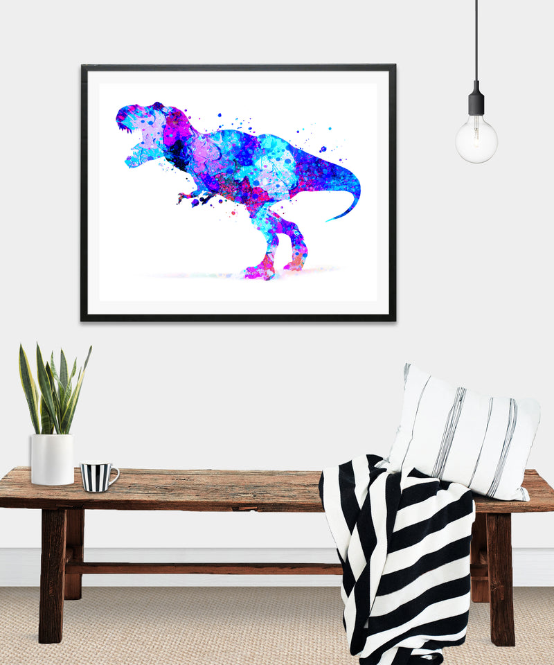 T-Rex Dinosaur Watercolor Art Print - Unframed - Zuzi's