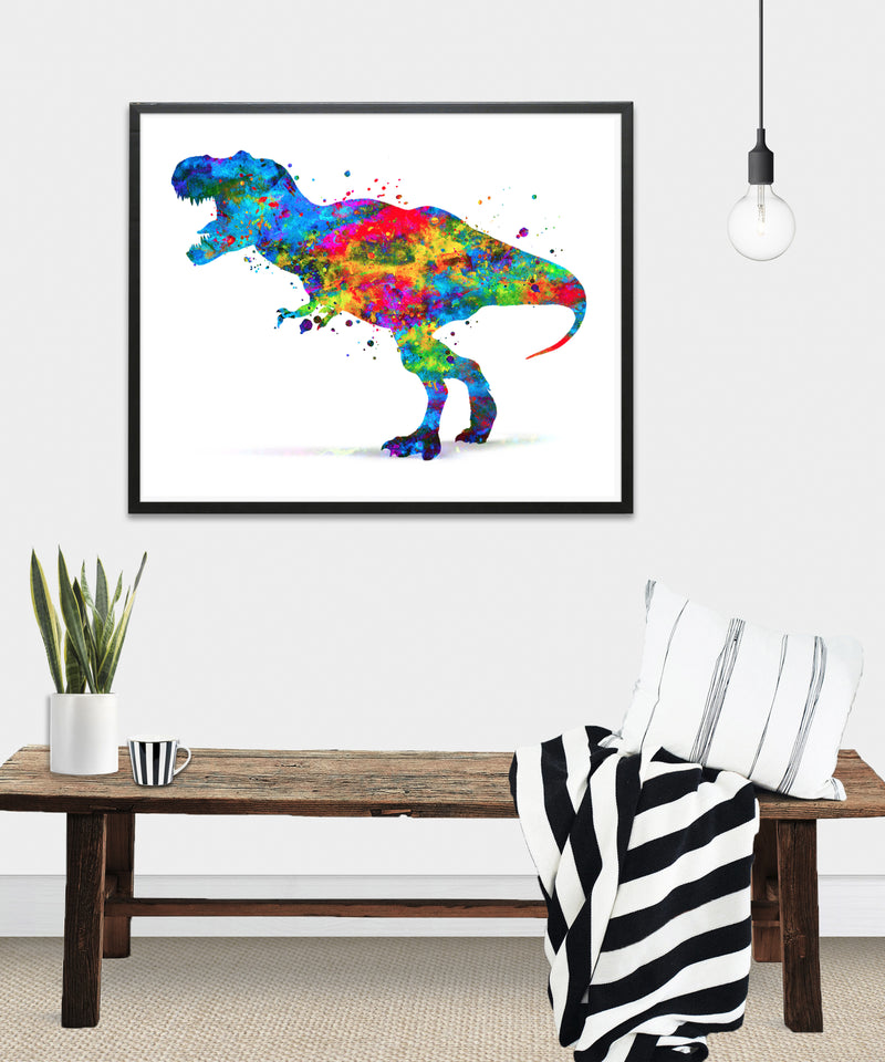 T-Rex Dinosaur Watercolor Art Print - Unframed - Zuzi's