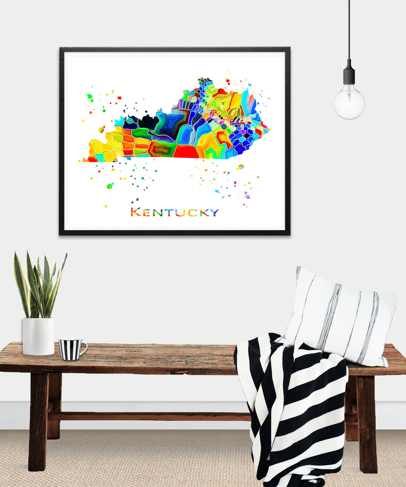 Kentucky Map Art Print - Unframed - Zuzi's