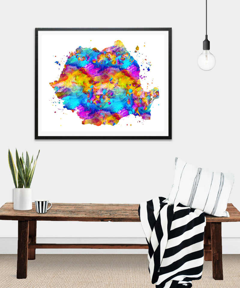 Romania Map Art Print - Unframed - Zuzi's