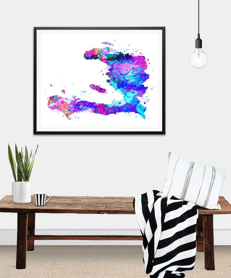 Haiti Map Art Print - Unframed - Zuzi's