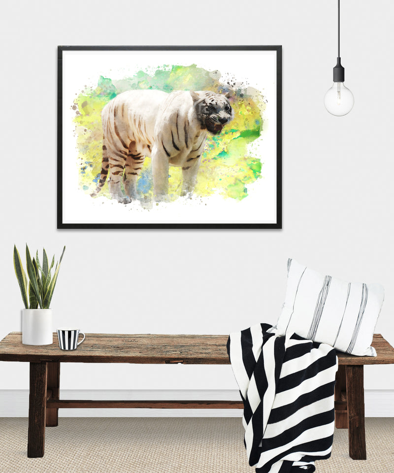 White Tiger Watercolor Art Print - Unframed - Zuzi's