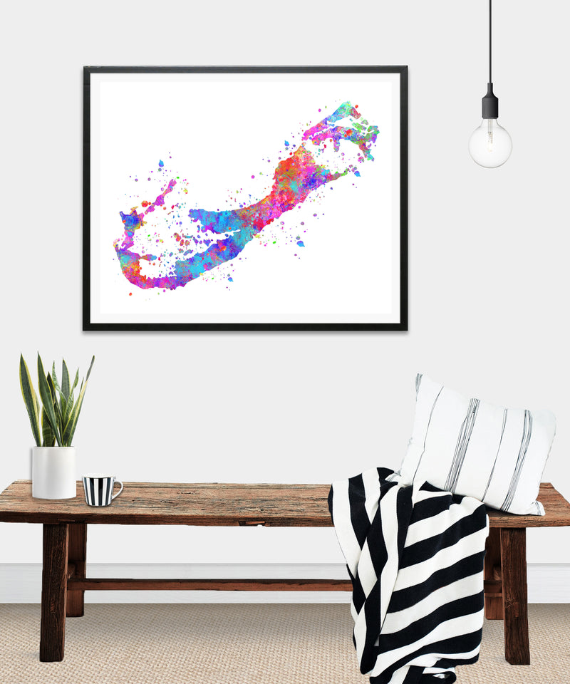 Bermuda Map Art Print - Unframed - Zuzi's