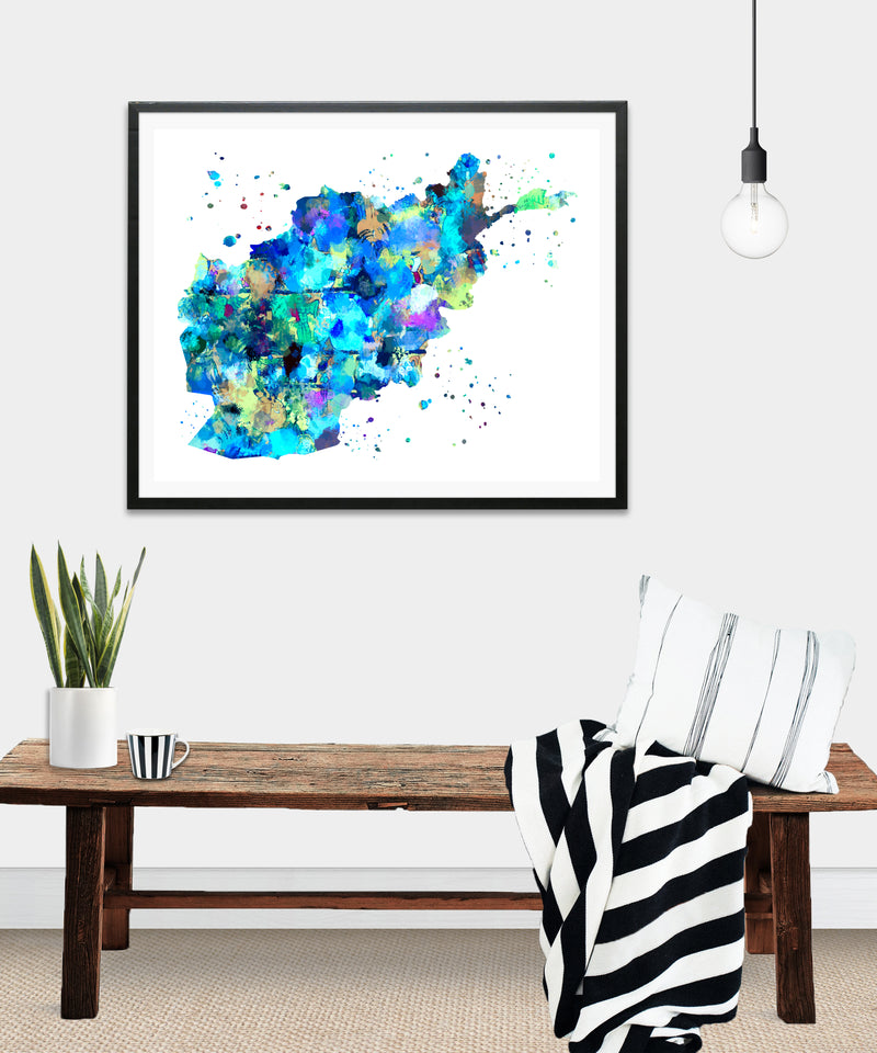 Afghanistan Map Art Print - Unframed - Zuzi's