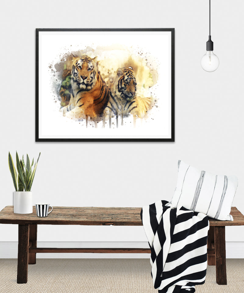Tigers Watercolor Art Print - Unframed - Zuzi's