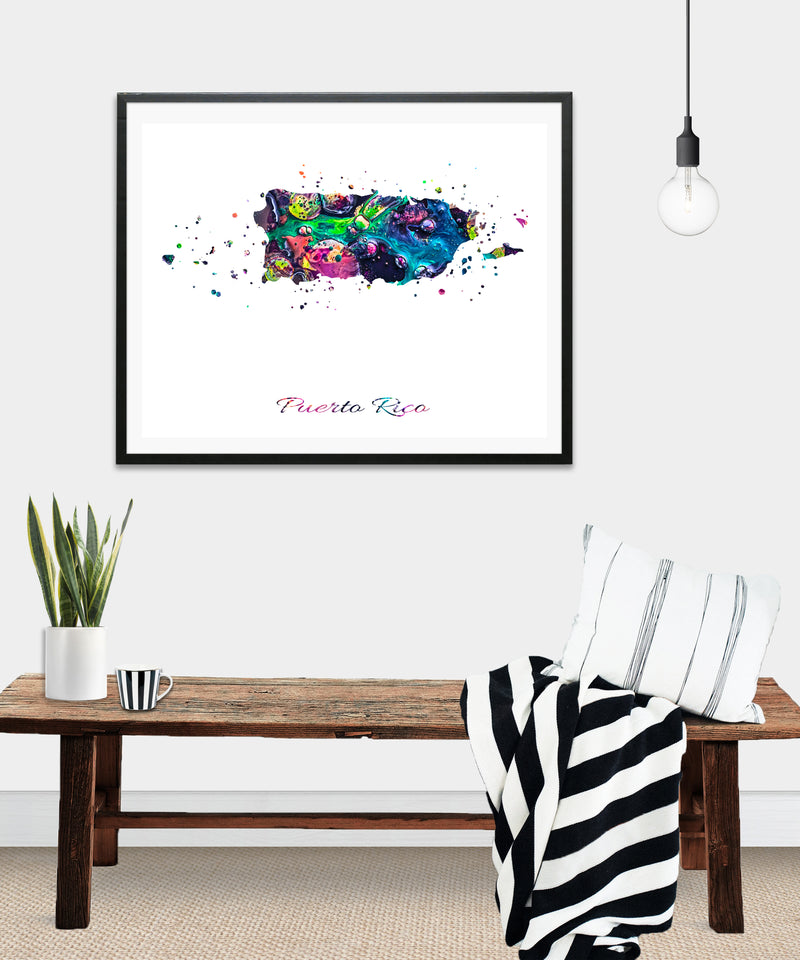 Puerto Rico Map Art Print - Unframed - Zuzi's