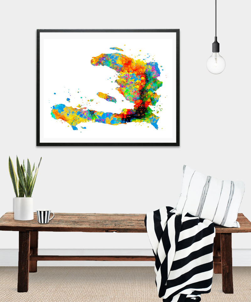 Haiti Map Art Print - Unframed - Zuzi's