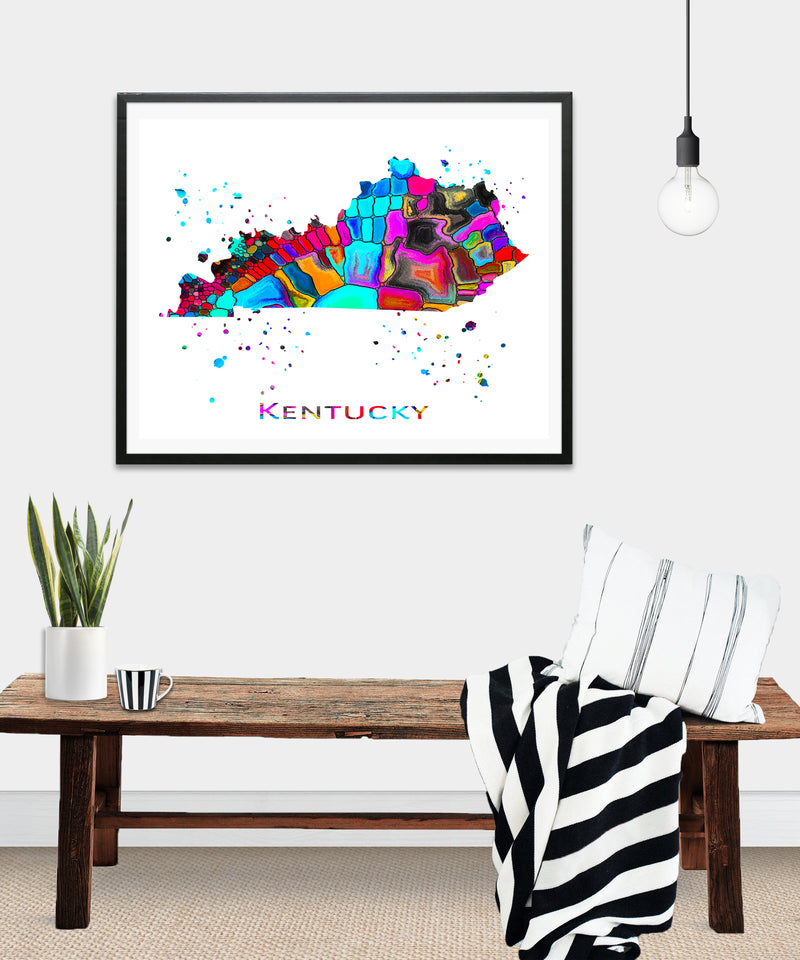 Kentucky Map Art Print - Unframed - Zuzi's