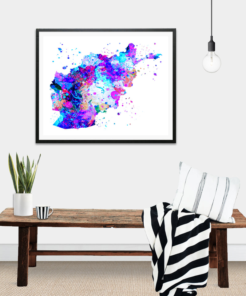 Afghanistan Map Art Print - Unframed - Zuzi's