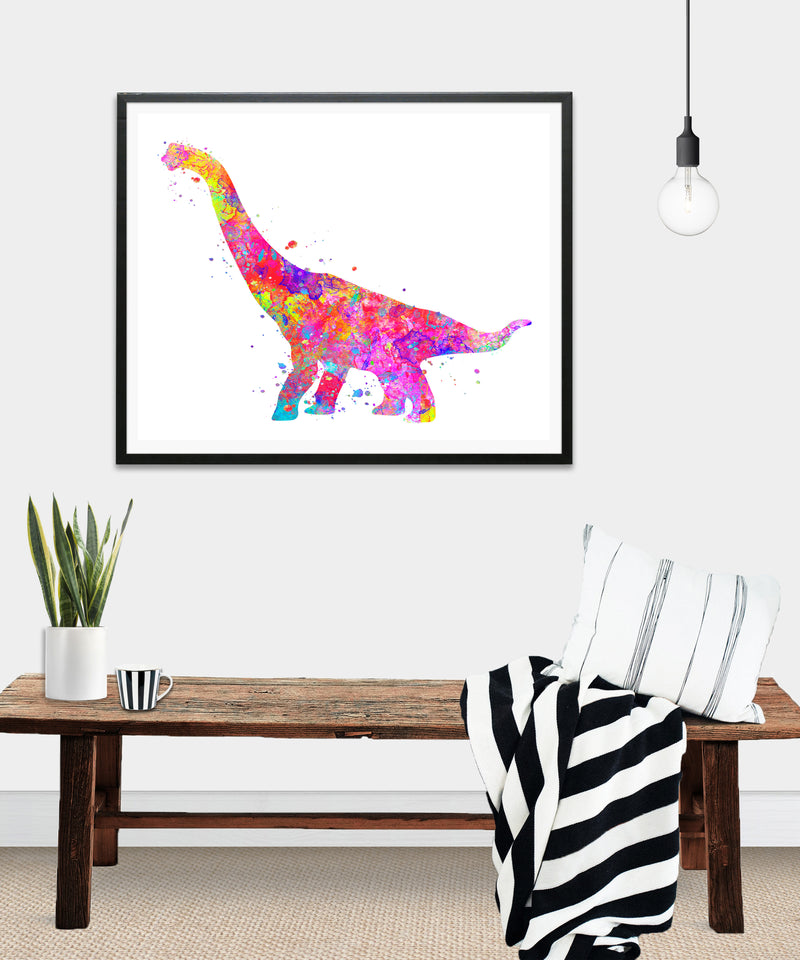 Brachiosaurus Dinosaur Watercolor  Art Print - Unframed - Zuzi's