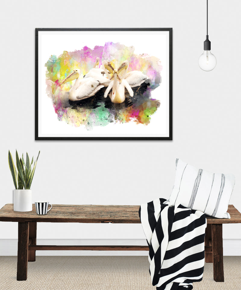Pelicans Watercolor Art Print - Unframed - Zuzi's
