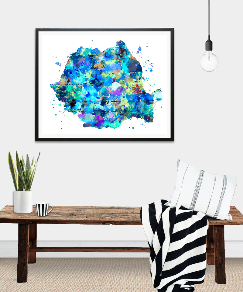 Romania Map Art Print - Unframed - Zuzi's