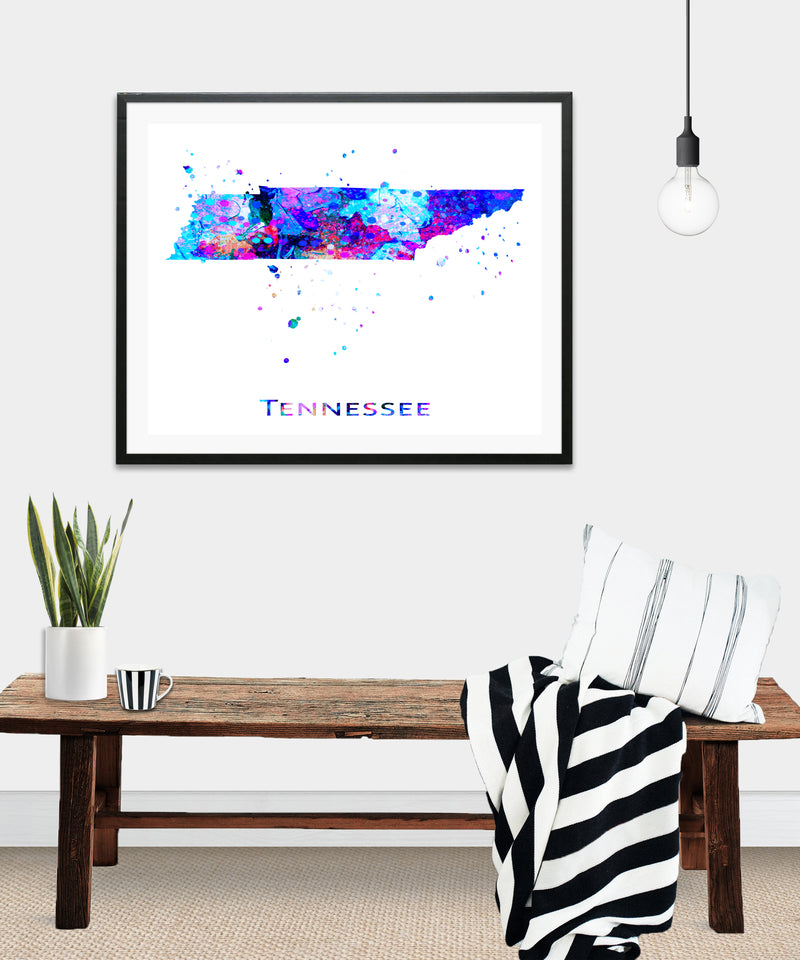 Tennessee Map Art Print - Unframed - Zuzi's