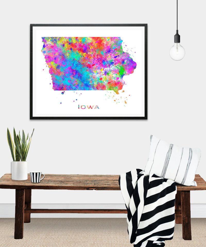 Iowa Map Art Print - Unframed - Zuzi's