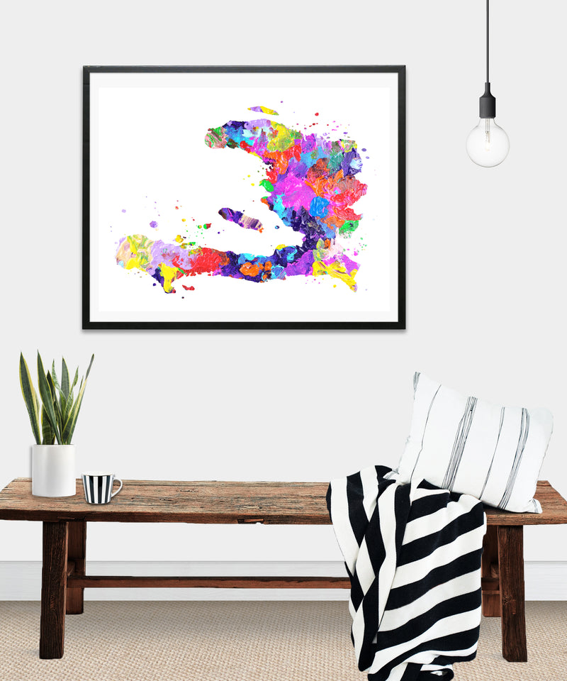 Haiti Map Art Print - Unframed - Zuzi's