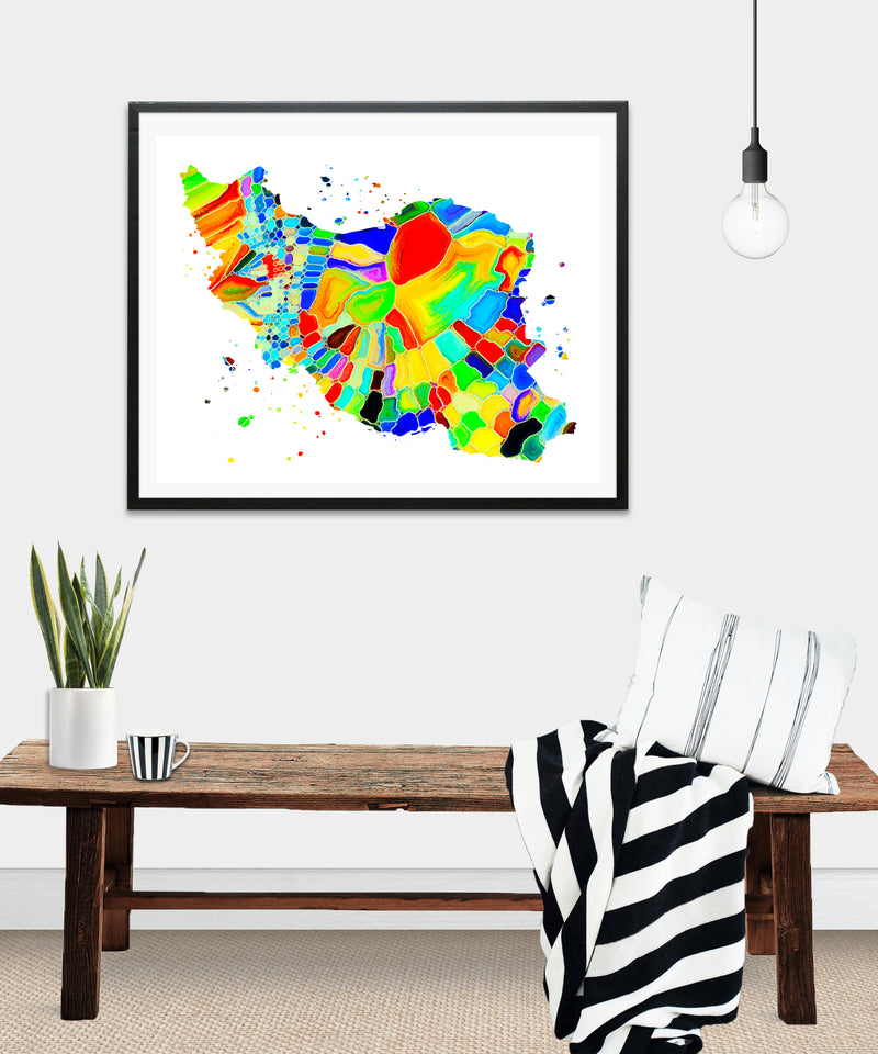 Iran Map Art Print - Unframed - Zuzi's