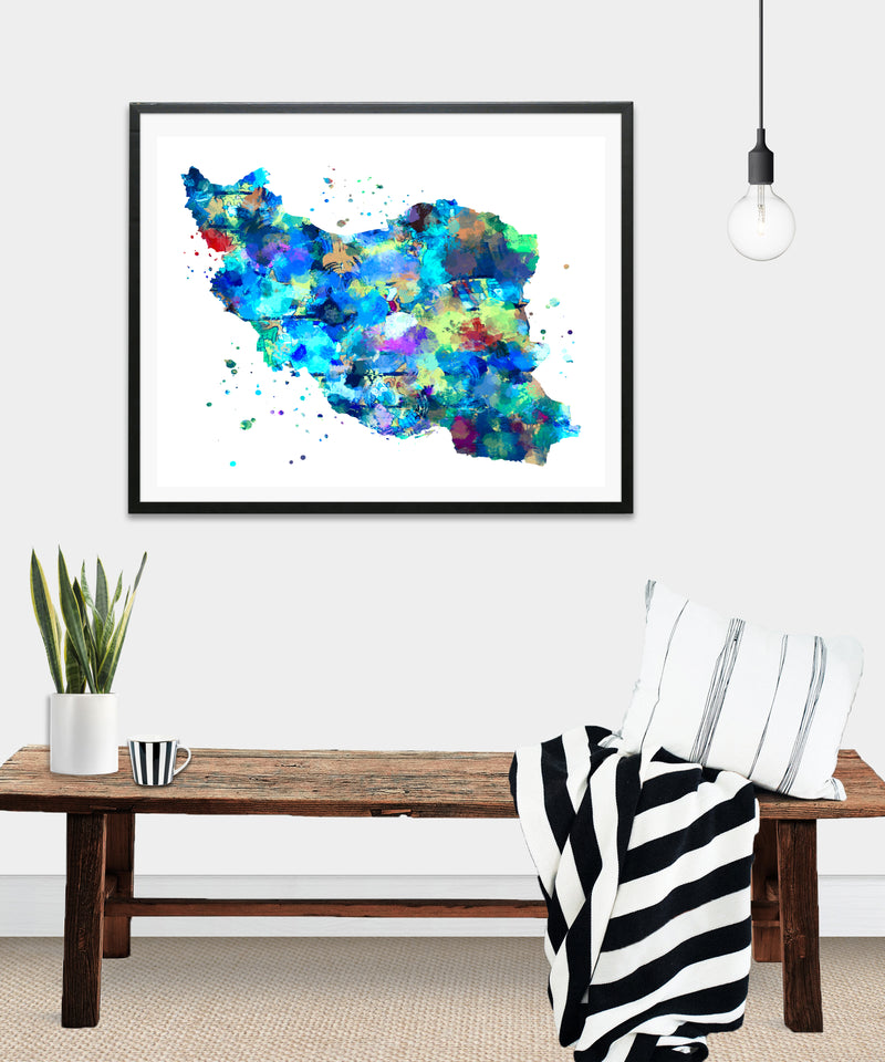 Iran Map Art Print - Unframed - Zuzi's