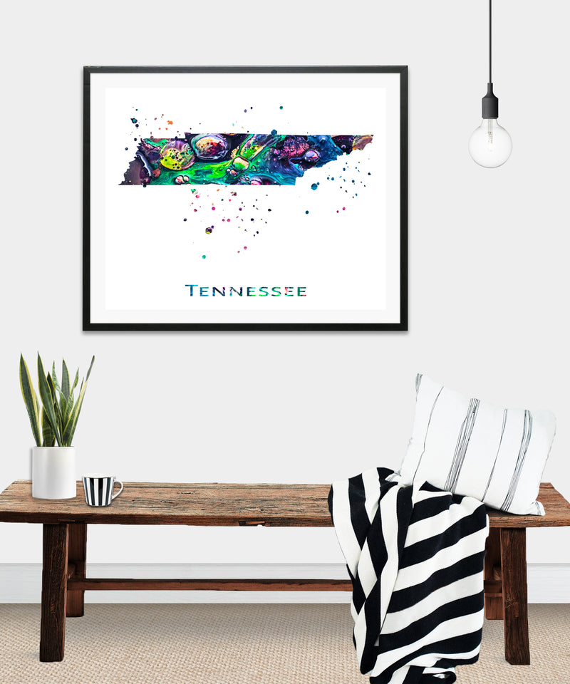 Tennessee Map Art Print - Unframed - Zuzi's