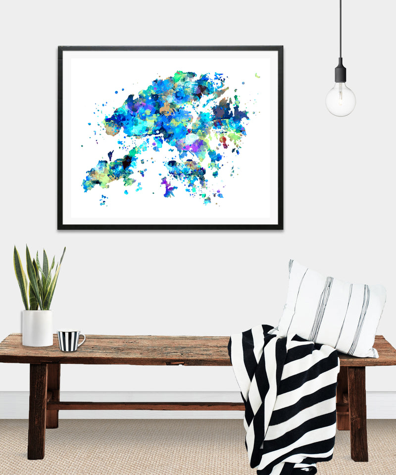 Hong Kong Map Art Print - Unframed - Zuzi's