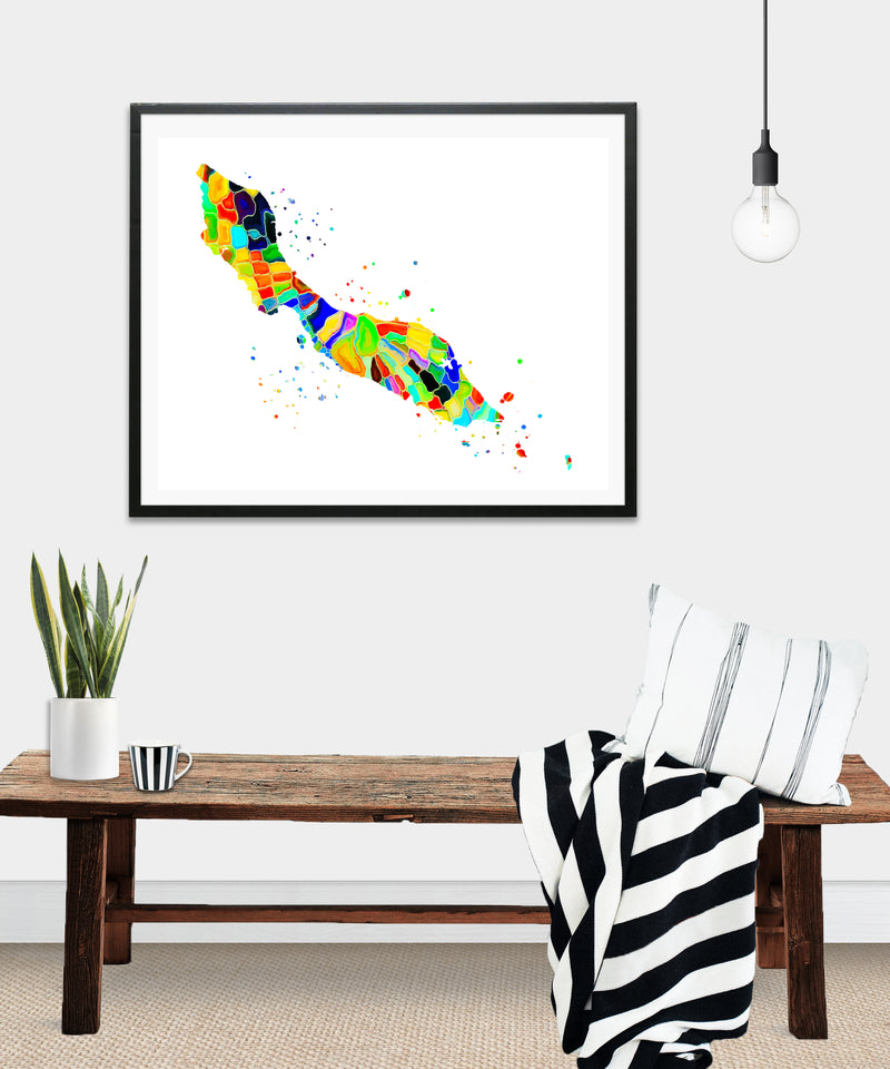 Curacao Map Art Print - Unframed - Zuzi's