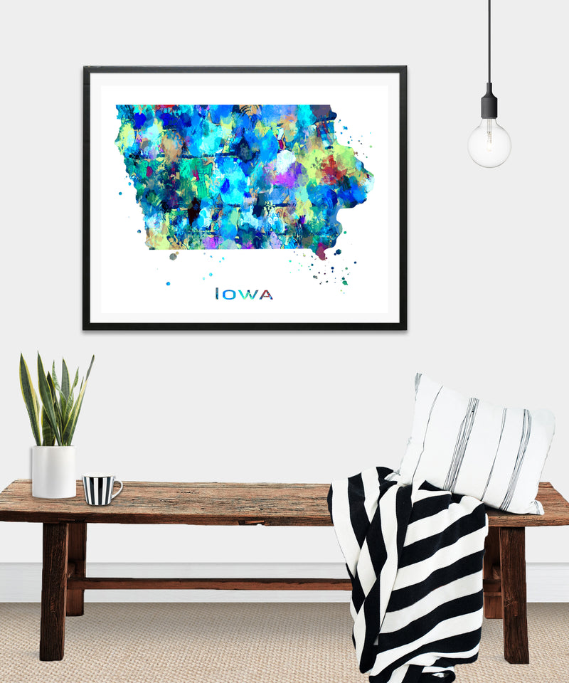 Iowa Map Art Print - Unframed - Zuzi's