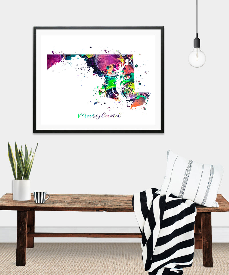 Maryland Map Art Print - Unframed - Zuzi's