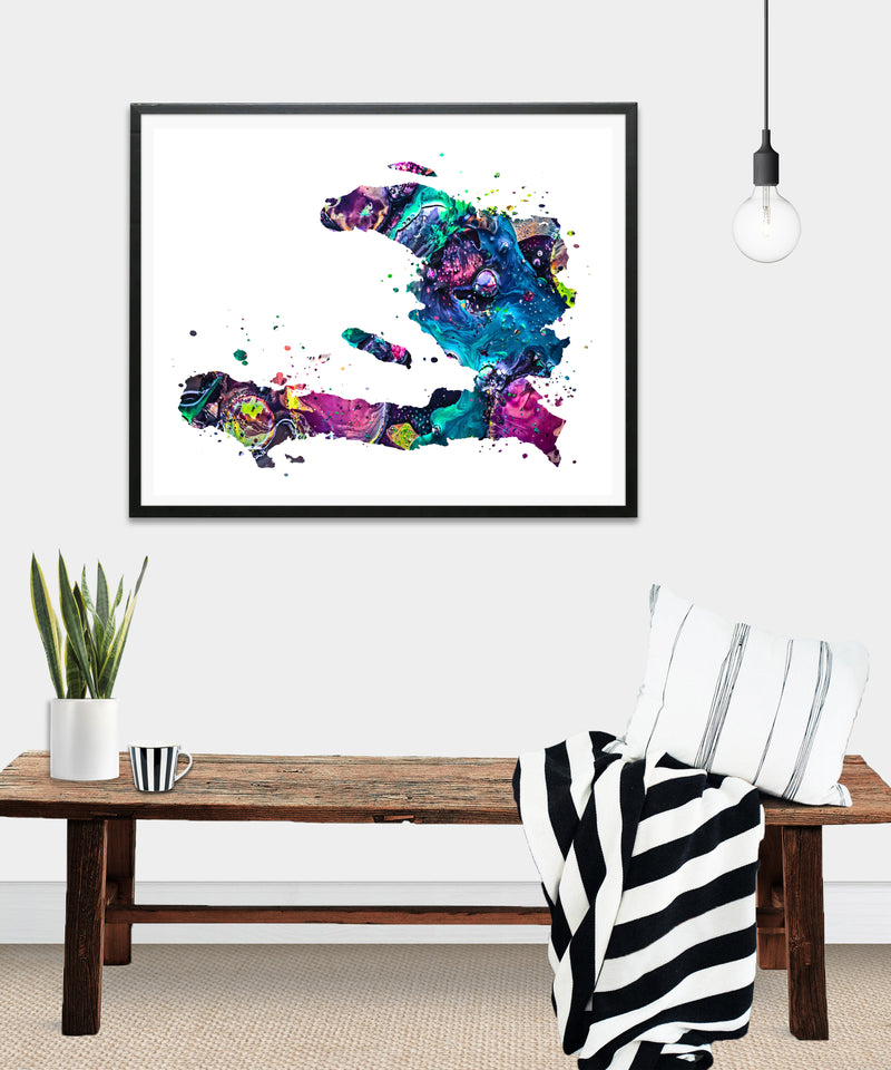 Haiti Map Art Print - Unframed - Zuzi's