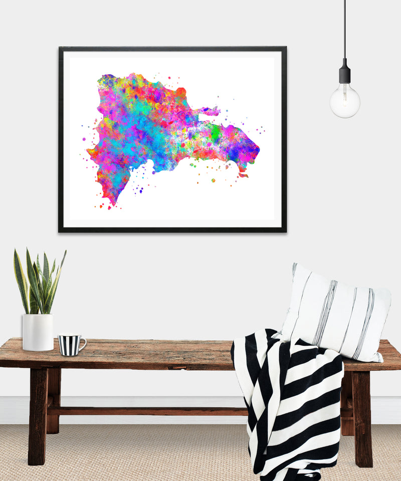 Dominican Republic Map Art Print - Unframed - Zuzi's